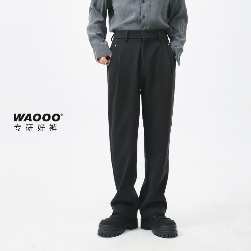 WAOOO trendy brand coat woolen straight trousers