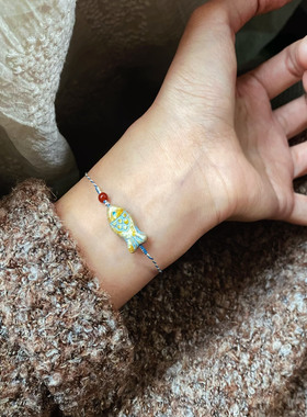 是猫咪和小鱼呀！复古琉璃手绳