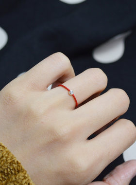 胭脂可调节银珠本命年红绳