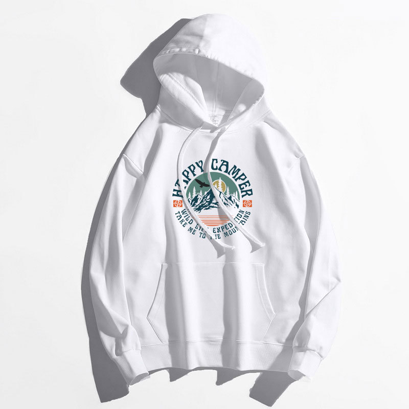 仓树一石港风潮牌字母印花连帽卫衣男秋冬季宽松加绒情侣帽衫外套 - 图2