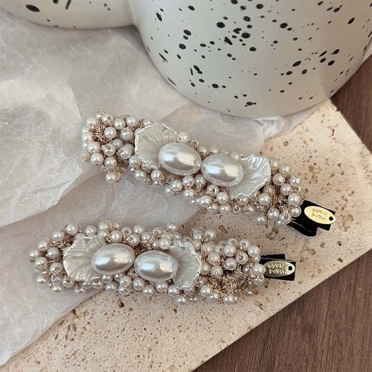 Retro Heavy Industry Baroque Pearl Side Clip Simple Temperament