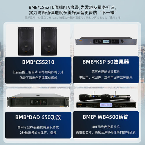 BMB CSS-210音响组合专业家庭卡拉OKKTV点歌机音箱功放效果器话筒 - 图2