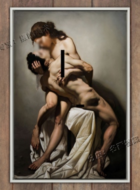 仪式 男女拥抱亲嘴装饰油画壁画人体艺术裸画世界名画《IL RITO》