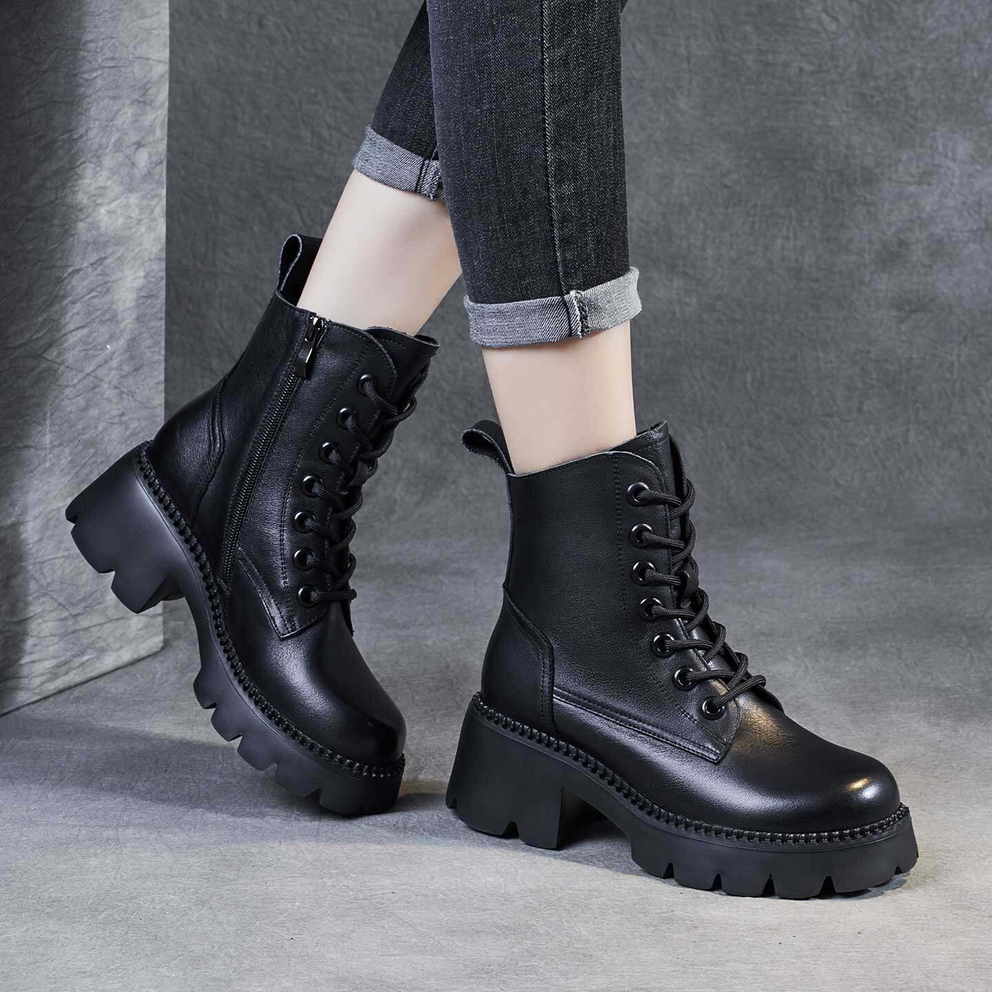 小个子增高跟棕色马丁靴女款英伦风冬季加绒加厚高帮鞋子真皮短靴,淘宝优惠券,粉丝福利购,淘宝优惠卷