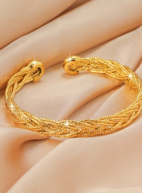 沙金爆闪镀24k女士开口手镯