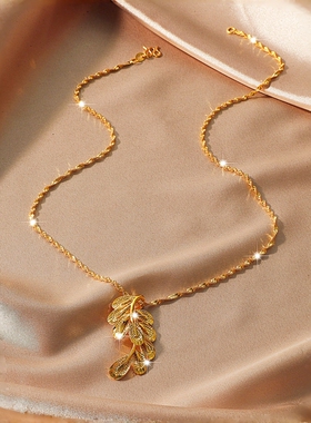 新中式凤尾吊坠水波锁骨项链女款