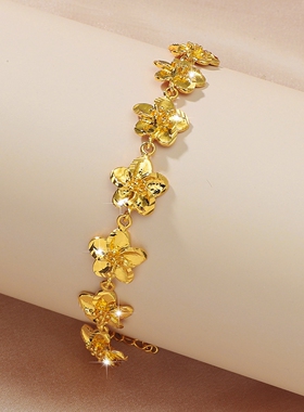 轻奢沙金天鹅花朵造型女款手链