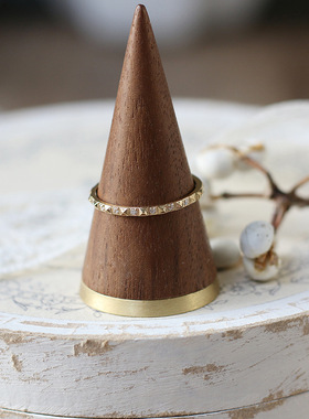 镀K金镶钻尾戒钛钢日韩极简风