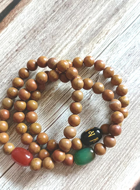 山东泗水砭石圆珠手链玄黄砭石6mm8mm色泽偏黄黑色斑点