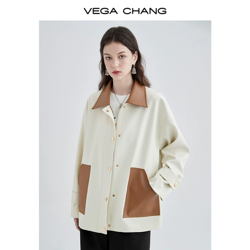 Полиуретановая осенняя дизайнерская куртка, изысканный стиль, коллекция 2023, в корейском стиле, тренд сезона