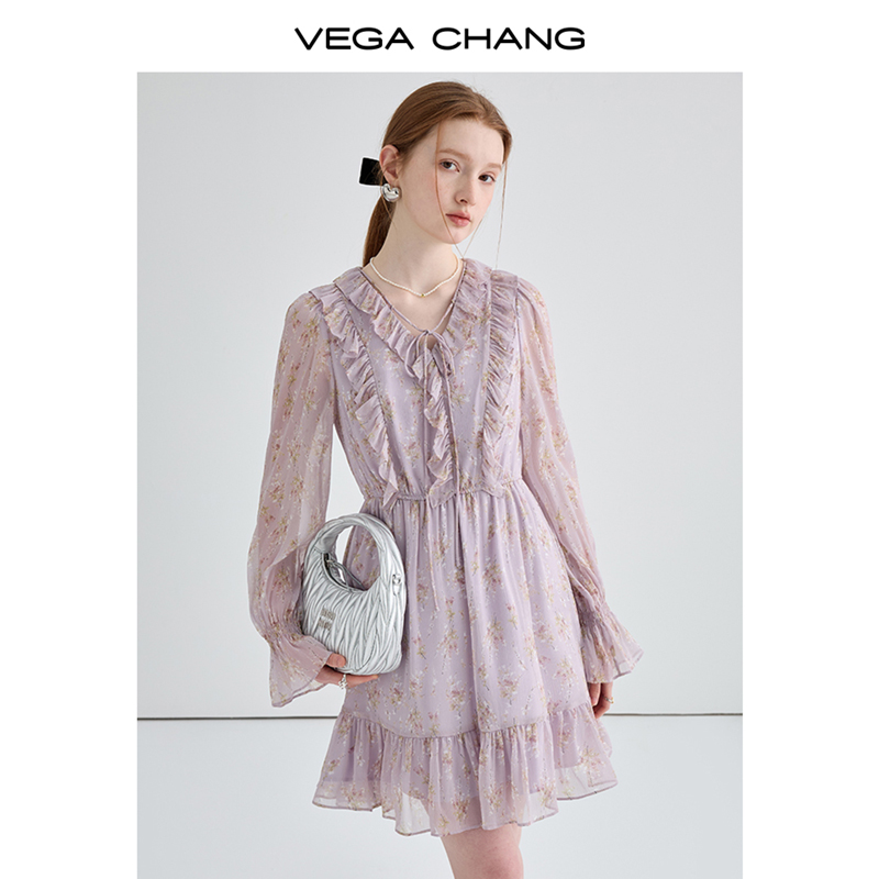 【现货】VEGA CHANG南法度假风连衣裙女夏设计感法式复古印花裙子