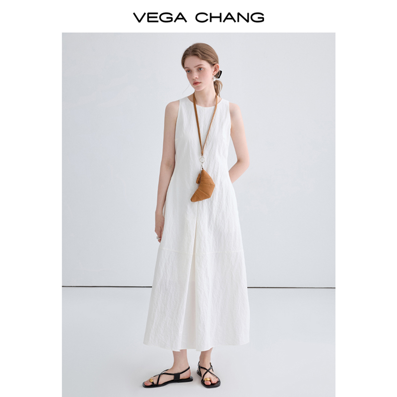 VEGA CHANG无袖连衣裙女2024年夏季新款简约时尚气质背心长裙子-图0