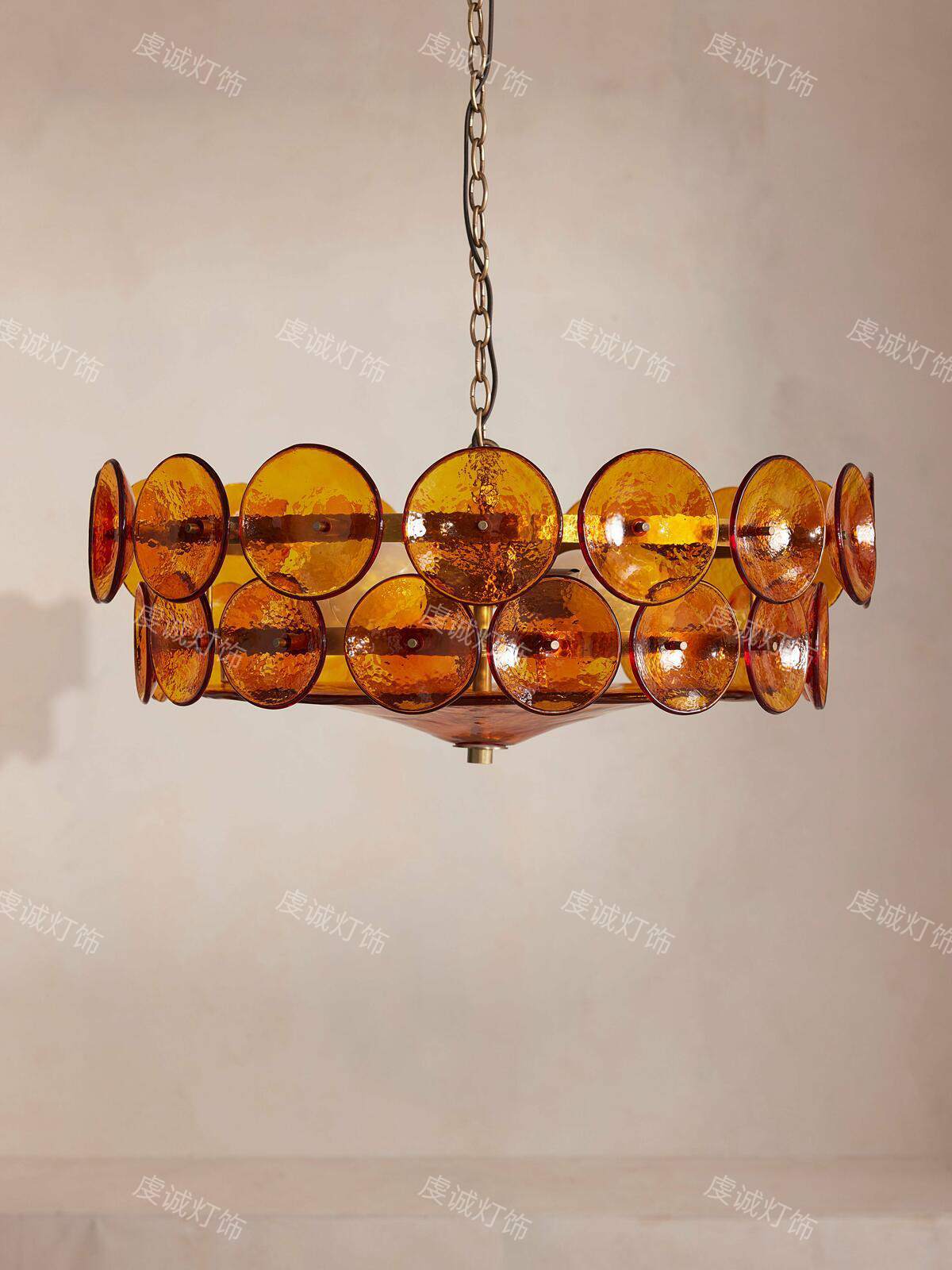 法式复古设计茶色玻璃客厅灯2024年新款美式简约卧室轻奢餐厅吊灯 - 图2
