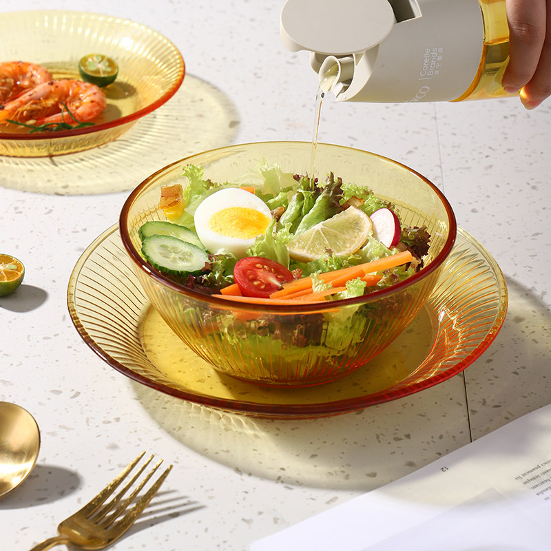 美国康宁玻璃餐具琥珀色碗鱼盘家用钢化玻璃碗耐高温泡面碗沙拉盘,淘宝优惠券,粉丝福利购,淘宝优惠卷