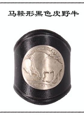 黑色真皮植鞣革嘻哈韩国丝巾扣