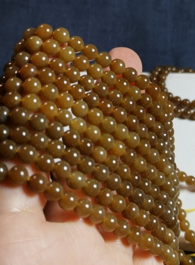 21年老店和田玉糖玉项链6mm玉珠多圈手链