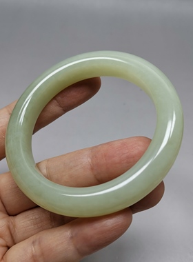 天然和田玉手镯56mm圈口玉镯