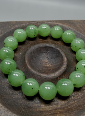 和田玉乌兰海碧玉手串12mm圆珠