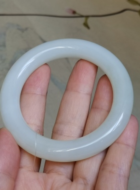 21年老店天然和田玉白玉54mm圈口手镯有证书有礼盒5462.5463