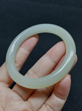和田玉手镯55mm晴水玉镯天然正品