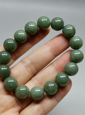 21年老店天然和田玉手串12mm圆珠手链编号104
