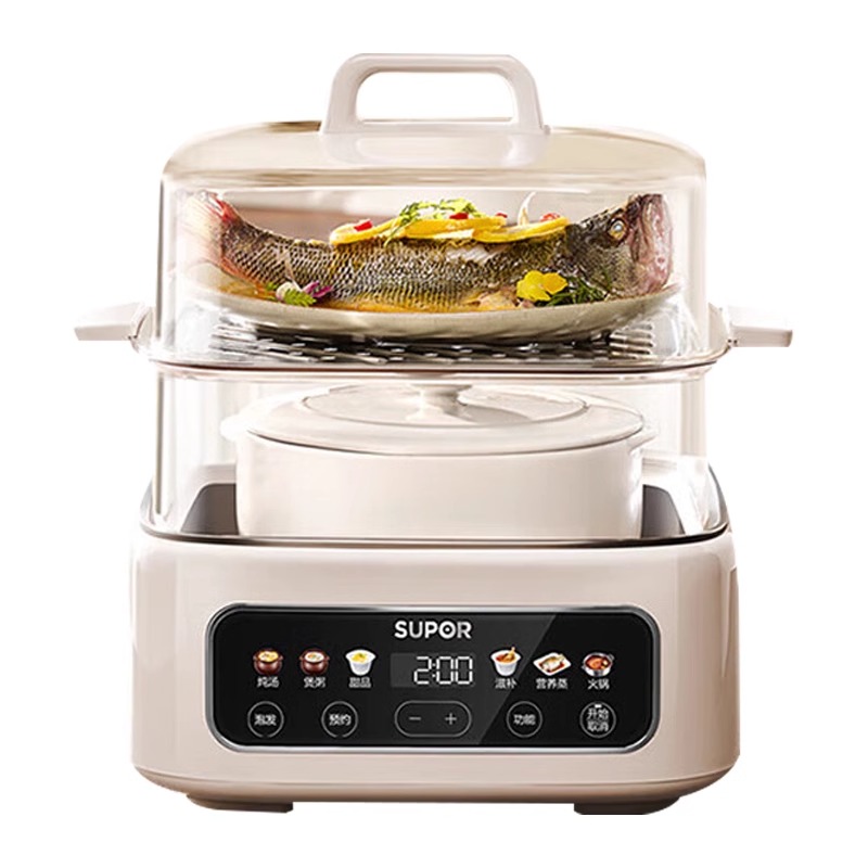 苏泊尔炖盅隔水炖家用陶瓷煲汤锅多功能蒸煮一体电蒸锅燕窝电炖锅 - 图3