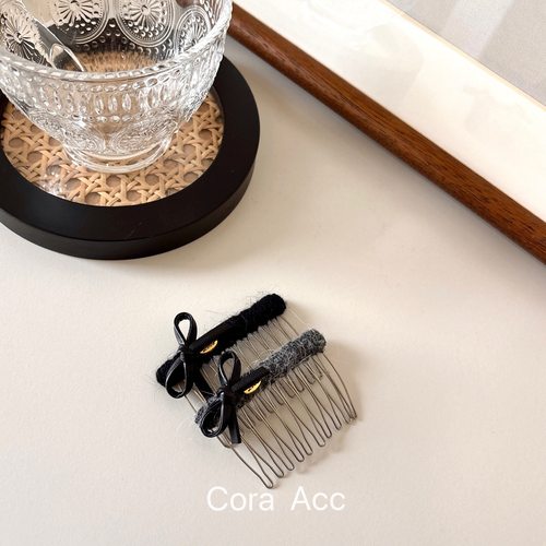 温柔气质毛绒蝴蝶结倒插蓬松发梳碎发盘发公主头造型发夹发卡头饰 - 图0