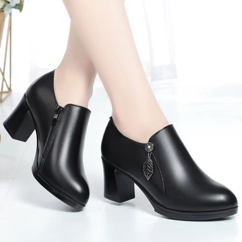 旗袍走秀鞋女高跟鞋不累脚厚底中年女士皮鞋妈妈深口单鞋真皮女鞋,淘宝优惠券,粉丝福利购,淘宝优惠卷