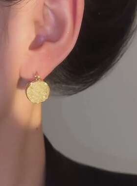 小众设计感双面圆形耳扣耳环女简约黑白水晶耳饰时尚配饰潮