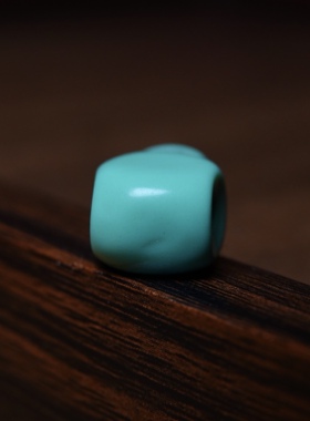 大磨损孔道包浆蓝色树脂一体式料器三通佛头超润文玩佛珠束尾藏式