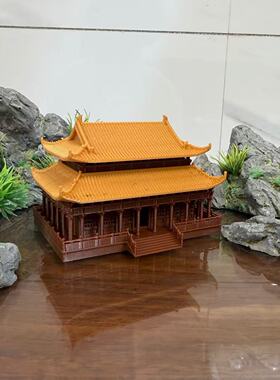 3D打印中式摆件鱼缸造景太和殿假山装饰摆件立体中国风古建筑模型