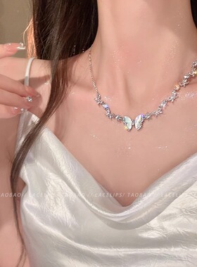 天然白贝蝴蝶项链女高级感轻奢