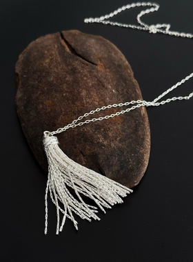 SAMPAN小众细闪流苏银色毛衣链