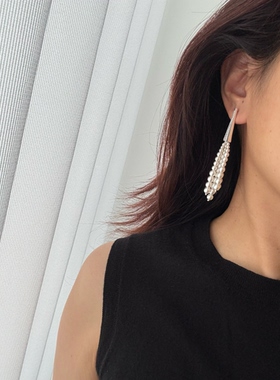 SAMPAN小众设计高级感流苏珍珠项链女轻奢简约百搭毛衣链锁骨链