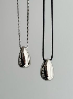 SAMPAN小众设计极简冷淡风水滴吊坠光面蛋形长项链秋冬毛衣链女