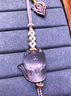 天然粉水晶狐狸手链女粉晶手链七夕礼物轻奢小众设计礼品星光粉晶