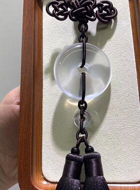 中国风汽车挂件车内吊饰平安扣车饰品高档车载后视镜天然奶白水晶
