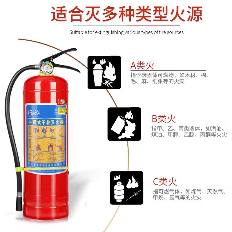 新国标消防手提式干粉灭火器材商铺用4公斤店用家用工厂用12358kg-图0