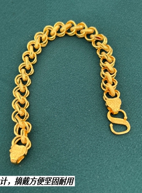 高颜值铜合金越南沙金男士马鞭手链麻花手链泰链链条奢华久不掉色