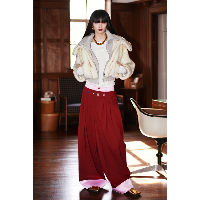 坏品味西部 小众冬季厚款假两件短款拼接皮草外套 - 图2