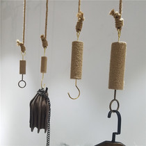 Retro Hemp Rope Hanging Clothing Shop Rings Gold Hook Display Rack Bag Hook Upper Wall Hanging Clothes Rack Wood Hanger