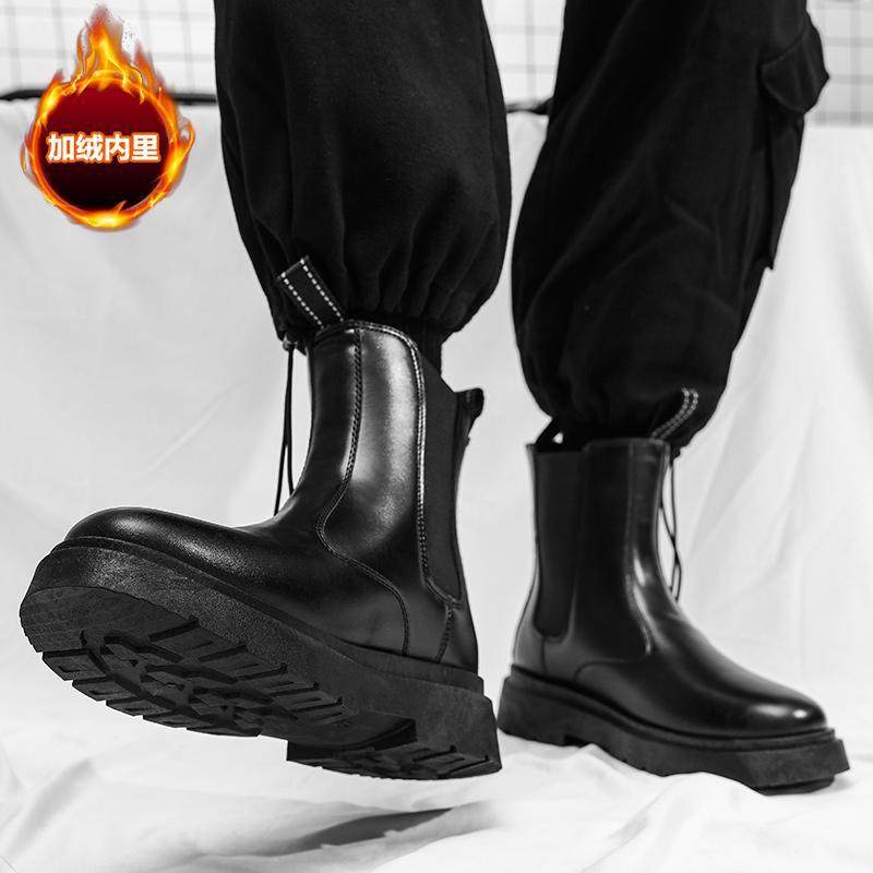 2025新款时尚高帮鞋英伦风加绒保暖马丁靴户外套筒一脚蹬男休闲鞋,淘宝优惠券,粉丝福利购,淘宝优惠卷