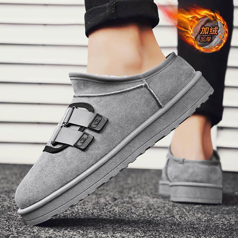 2025新款时尚潮流百搭冬季半拖男鞋加绒加厚户外室内棉鞋男休闲鞋,淘宝优惠券,粉丝福利购,淘宝优惠卷