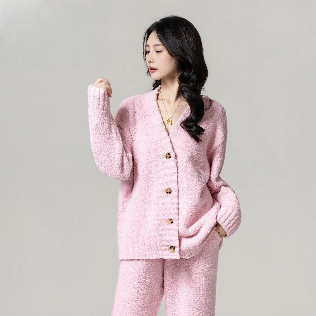 秋冬季半边绒绿色睡衣女时尚慵懒女装休闲毛衣纯色针织开衫可外穿,淘宝优惠券,粉丝福利购,淘宝优惠卷