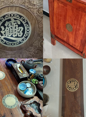 凤云阁纯铜中式圆形刻花装饰片