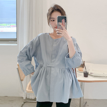 Pregnant Woman Spring Dress Blouse 2024 Spring Autumn New Loose Fashion style Doll Sweatshirt Pregnant Woman Career White Shirt