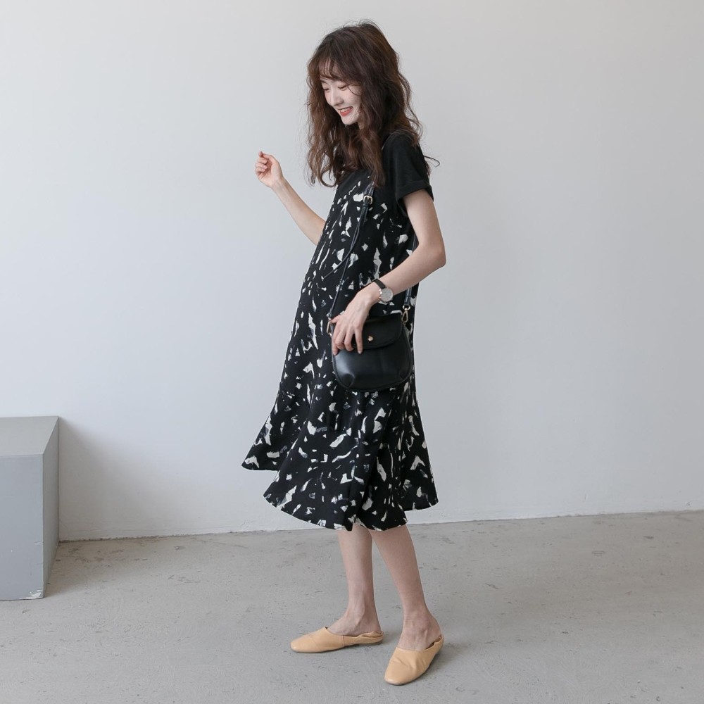 孕妇夏装新款气质花色潮妈连衣裙 诺初宠爱连衣裙