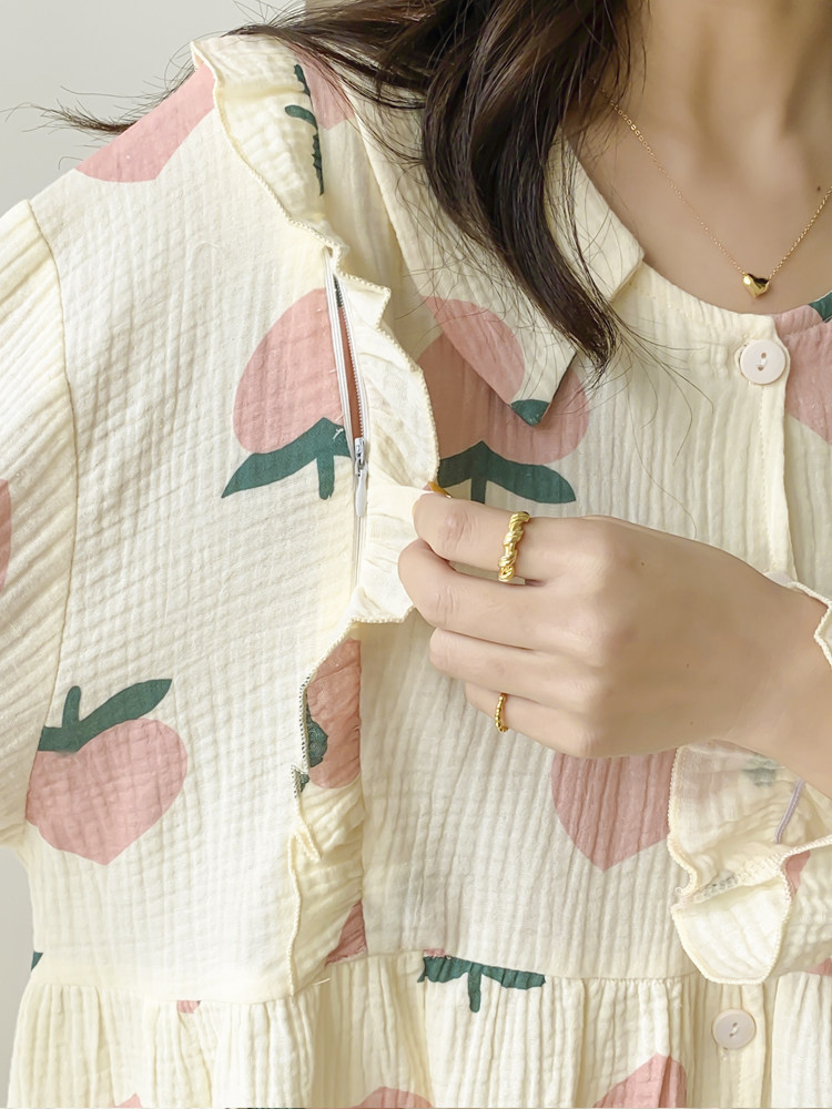 夏季产后纯棉纱怀孕期睡衣月子服 诺初宠爱家居服套装