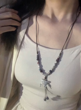锁骨链串珠蝴蝶项链流苏中式古风