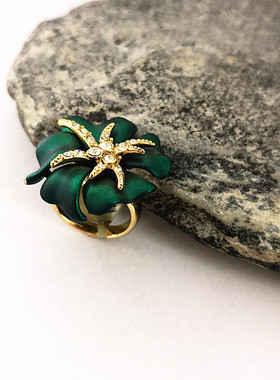 欧美风海星夸张花朵生日礼物戒指